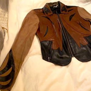 Leather bomber jacket
